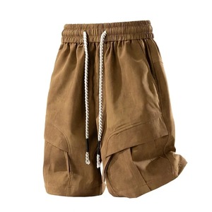 Men's Black <b>Cargo</b> <b>Shorts</b> Mid Waist Drawstring Quick Dry Polyester Casual <b>Shorts</b> With Pockets - Product Image 2