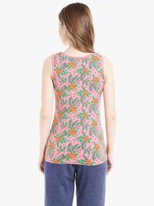 Camiseta sin mangas de algodón con estampado floral para mujer, cuello redondo, estilo casual, tejido transpirable, longitud regular - Product Image 5