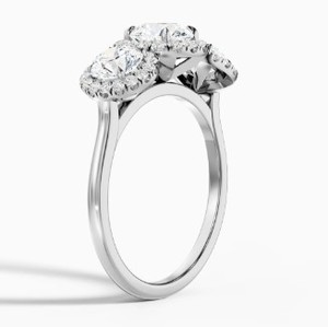 Three Stone Moissanite Claw Setting Wedding Engagement Party <b>Ring</b> 925 Sterling Silver White Gold Plated Luxury Trilology <b>Dainty</b> - Product Image 3