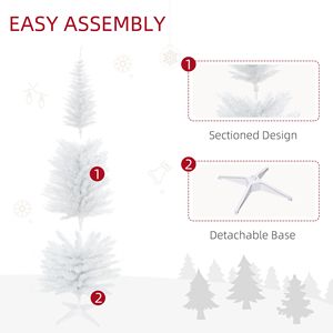 Albero di Natale Bianco Sottile con 390 Punte Realistiche, Albero di Natale Artificiale a Matita con 6 Rami e Base in Plastica - Product Image 3