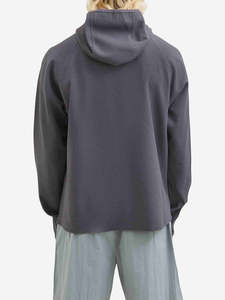 Sudadera con Capucha de Poliéster Tejido para Hombre, Talla Grande, Color Sólido, con Cremallera y Bolsillo en el Pecho, Transpirable, Corte Regular, Textura Waffle, Ropa Deportiva - Product Image 4