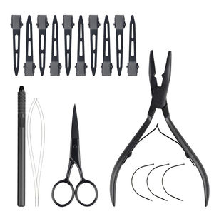 High Quality Metal Stainless Steel Plastic <b>Tape</b> Hair Extension <b>Micro</b> Links Kit Black Custom Logo Regal Impex - Product Image 1