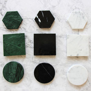 Sous-verres en marbre naturel personnalisés de 4 pouces, carrés, ronds et hexagonaux, vierges, pour la vente en gros - Product Image 1