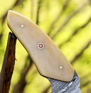 Couteau de chasse à lame fixe en acier Damas, couteau à dépecer avec manche en os, produit professionnel Palace LLC OEM, nouvelle arrivée OEM - Product Image 3