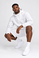Ensemble survêtement sportif pour homme : veste coupe-vent légère à capuche zippée et short blanc contrastant – Vente en gros