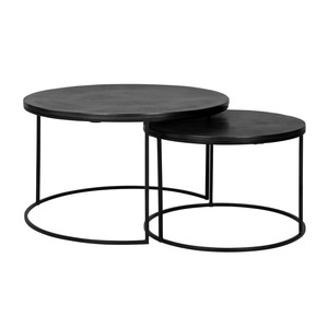 Mesa de Centro Apilable de Estilo Industrial Moderno, Pieza Icónica Imprescindible, Estructura Metálica con Superficie Martillada, Muebles para Sala de Estar - Product Image 1