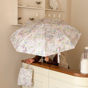 <span class=keywords><strong>Parapluie</strong></span> double usage pluie et soleil pour femme, marque OEM, <span class=keywords><strong>fabrication</strong></span> en gros, motif floral français, revêtement noir, UPF50, 5 plis - Product Image 4