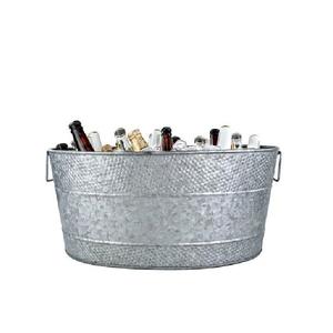 Nouvel Arrivage : Grand Bac à Boissons Ovale Galvanisé avec Poignées Latérales, Seau à Glace et Refroidisseur à Vin en Métal pour Fêtes, Taille Personnalisable - Product Image 4