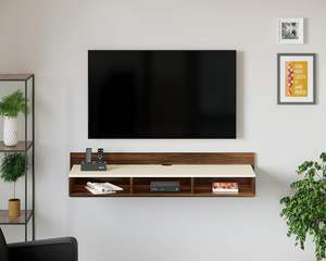 Mueble de TV de Madera para Montaje en Pared, Soporte para Decodificador/Panel de TV con Estantes para Libros y Unidad de Exhibición Decorativa - Product Image 3