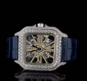 Reloj de Lujo con Incrustaciones de Moissanita, Estilo Antiguo, con Pantalla Analógica, Esfera Cuadrada, Cristal de Zafiro y Correa de Acero Inoxidable - Personalizado - Product Image 3