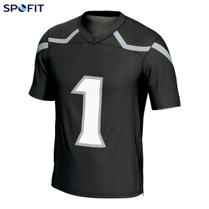 Camiseta de Fútbol Americano para Hombre, Negra, Cuello en V, Manga Corta, Impresión por Transferencia de Calor, Malla Transpirable, Secado Rápido, Número de Equipo 1 - Product Image 2