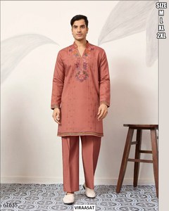 Bandhani Royal Mehfil <b>Men's</b> Traditional Floor-Length Quick Dry Black Wedding Party Embroidered Soft Regular Fit All Seasons - Product Image 3