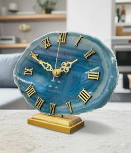 Blue Eye Catching Resin <b>Table</b> <b>Clock</b> Stylish Handmade Decor for Kids Room Gifting Home Decor Accent And Bedroom Desk Timepiece - Product Image 1