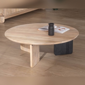 Vandana Golden Aspect Round <b>coffee</b> <b>table</b> in a minimalist style, Jappy, 1 black <b>leg</b> - Product Image 3