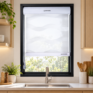 Persianas Enrollables WINHOME Dreamy Zebra, Eléctricas, con Filtro de Luz, Bloqueo UV, Instalación Lateral, Diseño Moderno y Minimalista, para Ventanas Corredizas - Product Image 1
