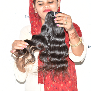 Women's Indian Remy Virgin 100g Double Weft Wavy Smooth Deep Wave Black Style Extensions - Product Image 6