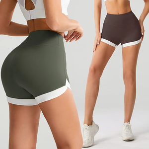 Women High Waist Solid Color Knitted Sport Shorts Quick Dry Spandex Polyester Material - Product Image 1