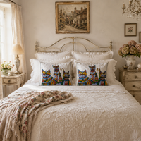 Housse de coussin carrée bohème kashmirienne brodée à la main Aari de 16 pouces en coton, fil de soie, motif végétal, écologique, personnalisable pour la maison