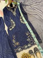 Salwar violet uni pour femme en soie crêpe lourde, broderie à la main, style soirée, longueur cheville, réversible, séchage rapide, infroissable