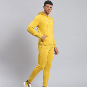 Nuevo Conjunto Deportivo de Dos Piezas para Hombre, Talla Grande, Color Sólido, 100% Algodón, Sudadera con Capucha y Cuello Tipo Pullover, Pantalones Jogger con Cintura Elástica - Product Image 3