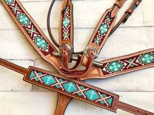 Coraza occidental ecuestre duradera tallada de cuero brillante de acero inoxidable Halter Headstall costura elegante carreras de equitación - Product Image 3