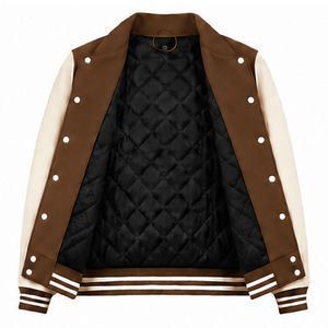 Veste universitaire de haute qualité pour hommes - Veste bomber 100% coton style universitaire avec manches en cuir - Product Image 6