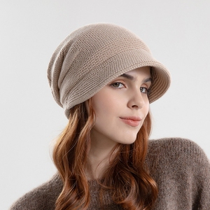 Women's Knitted Slouchy Beanie <b>Cap</b> With Visor Warm Fleece Lined Ski Skull <b>Cap</b> <b>Winter</b> Hat - Product Image 6