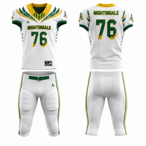 Nightingale American Football Uniform <b>White</b> Green Yellow Sublimated Jersey <b>Pants</b> <b>Men</b> Adult Moisture Wicking Athletic Fit Sports - Product Image 6