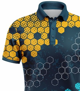 Corex Men's Short Sleeve Polo <b>Shirt</b> <b>Geometric</b> Honeycomb Print Quick Dry Polyester Casual Sport Wear - Product Image 4