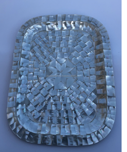 Ensemble de plateaux de service élégants en nacre de coquillage Capiz, artisanat moderne décoratif - Product Image 3