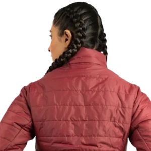 <b>Women's</b> Burgundy Quilted <b>Puffer</b> <b>Jacket</b> Full Zip High Collar Long Sleeve <b>Lightweight</b> Warm Casual Outdoor Winter <b>Jacket</b> Slim - Product Image 4