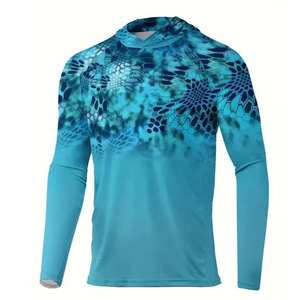 Chemises de pêche pour hommes en polyester mélangé léger, imprimées par sublimation personnalisée, protection UPF 50+, manches longues, vente en gros - Product Image 6