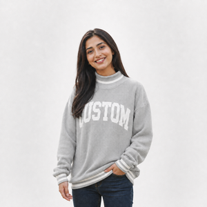 Suéter de cuello alto para mujer ODM, de algodón grueso, con puños acanalados, hombros caídos, estilo casual para uso diario, proveedor mayorista - Product Image 1