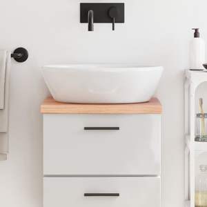 Meuble-lavabo de salle de bain en bois massif brun clair, 15,7''x15,7''x(0,8''-1,6'') avec comptoir traité à la lumière - Product Image 1