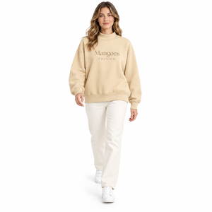 Sudadera de cuello alto para mujer con logo personalizado, estilo oversize, bordado, transpirable, de poliéster y algodón, tipo jersey. - Product Image 5