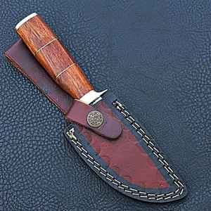 Cuchillo de Caza Bushcraft Hecho a Mano, Venta al por Mayor, Cuchillo de Hoja Fija de Acero de Damasco, para Supervivencia al Aire Libre y Camping, con Funda - Product Image 5