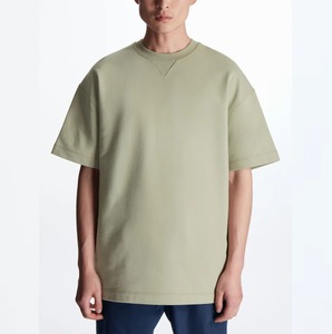 Pattern Solid Jersey High Quality Oversized Drop Shoulder T-Shirt Custom Logo Printed T-shirt Men Loose Fit - Product Image 3