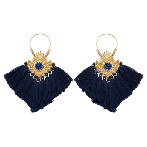 Pendientes de borla con detalles de hierro y resina hechos a mano al por mayor, personalizados OEM ODM DECORYUG - Product Image 1