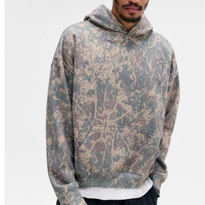 เสื้อฮู้ดลายพรางแบบกำหนดเอง 100% ผ้าฝ้าย โลโก้ด้านหน้า สำหรับผู้ชาย ผู้หญิง ยูนิเซ็กซ์ เสื้อคลุมแบบสวมหัวสำหรับกิจกรรมกลางแจ้ง  OEM ขายส่ง - Product Image 6