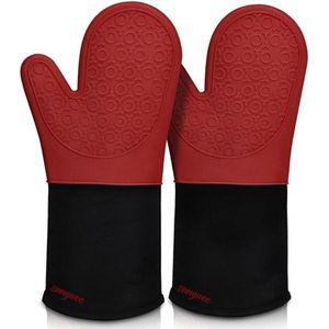 Maniques de four extra longues en silicone avec doublure matelassée et grip texturé antidérapant, résistantes à la chaleur, pour barbecue et pâtisserie - Product Image 1