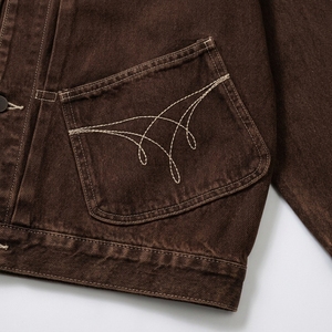 Veste d'hiver en denim imperméable à col montant, design personnalisé, pour hommes, effet délavé - Product Image 6