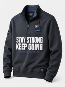 Sweat-shirts personnalisés pour hommes à col rond, demi-zip ou quart-zip, en molleton doublé, couleur unie, style zippé pour l'hiver - Product Image 6