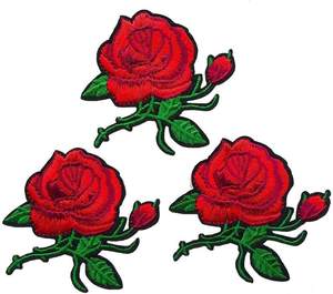 Patch brodé de fleurs de rose de haute qualité, thermocollant, pour chapeaux, sacs, vestes, casquettes, DIY, mode - Product Image 1