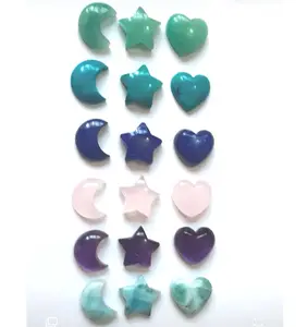 Popular Brand Turquoise Heart Carving Gems Famous Star & Moon Shaped Turquoise Gemstone For Summer Festival