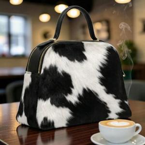 Trousse de Maquillage Portable en Cuir Véritable avec Pompon, Grande Taille, Fermeture Éclair, Poignée Souple, Étui de Maquillage Tendance - Product Image 2