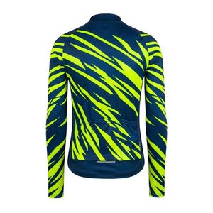 Maillot de cyclisme à manches longues vert lime marine haute visibilité, respirant, séchage rapide, anti-boulochage, imprimé par sublimation - Product Image 2