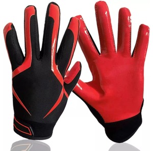 Gants de football américain avec paume en silicone, doigts complets, antidérapants, légers, respirants, fermeture auto-agrippante, ultra-adhérence, personnalisables - Product Image 6