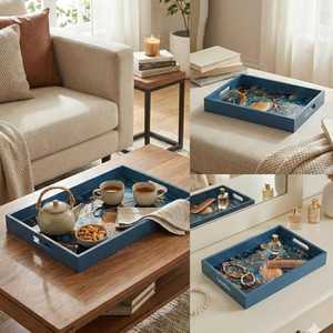 Plateau de service en bois artisanal, forme personnalisée, motif décoratif, pour la cuisine, le rangement, la restauration - Product Image 3