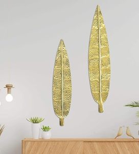 Modern Gold Plated <b>Leaf</b> <b>Wall</b> Art <b>Decorative</b> Hanging Accents Floral Botanical Design for Interior <b>Decoration</b> - Product Image 2