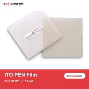 ฟิล์มปากกาเคลือบ ITO ขนาด 50x50 มม. 15 โอห์ม/ตร.ม. วัสดุนำไฟฟ้าทนความร้อนแบบยืดหยุ่นสำหรับตัวอย่างเซลล์แสงอาทิตย์แบบยืดหยุ่น - Product Image 2